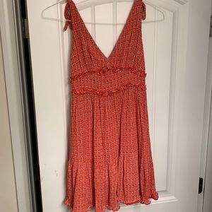 Orange/Red Dress from Vici. Check and back with adjustable tie straps.